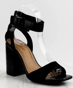 Bamboo Women's Milestone-11 Womens Single Band Block Heel Sandals