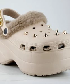 Lemonade Women's Monster Womens Rubber Fur Trimmed Spiky High Platform Clogs