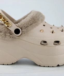 Lemonade Women's Monster Womens Rubber Fur Trimmed Spiky High Platform Clogs