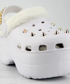 Lemonade Women's Monster Womens Rubber Fur Trimmed Spiky High Platform Clogs