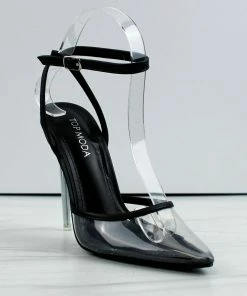 Top Moda Women's Nova-3 Womens Translucent Pointed Toe Heeled Pumps