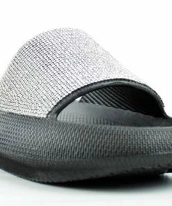 Bamboo Organize 13 Womens Wide Rhinestone Band Slip On Sandals