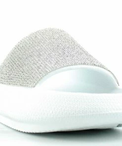 Bamboo Organize 13 Womens Wide Rhinestone Band Slip On Sandals