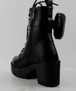 Forever Women's Pacific-33 Womens Pouch Accented Ankle Tie Up Wide Sole Boots