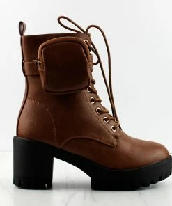 Forever Women's Pacific-33 Womens Pouch Accented Ankle Tie Up Wide Sole Boots