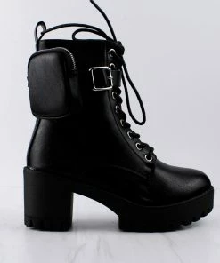 Forever Women's Pacific-33 Womens Pouch Accented Ankle Tie Up Wide Sole Boots