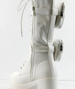 Forever Pacific-34 Womens Pouch Accented Knee High Tie Up Boots