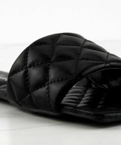 Forever Padded 06 Womens Quilted Single Band Square Toe Slip On Sandals