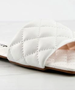 Forever Padded 06 Womens Quilted Single Band Square Toe Slip On Sandals