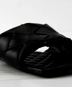 Forever Padded 18 Womens Woven Band Padded Squared Toe Slip On Sandals