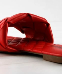 Forever Padded 18 Womens Woven Band Padded Squared Toe Slip On Sandals