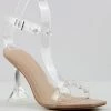 SHOE BARGAIN WAREHOUSE (WWW.SBWSHOES.COM) Pleasure 03 Womens Gem Embellished Lucite Strap Pyramid Heels