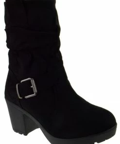 Forever Plus 08 Womens Side Zipper Lace Up Block Heel Ankle Booties