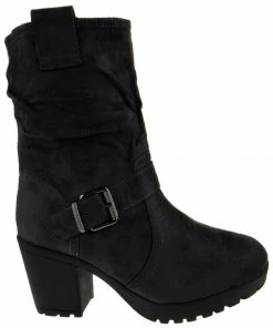 Forever Plus 08 Womens Side Zipper Lace Up Block Heel Ankle Booties