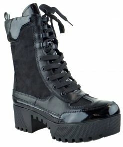 Bamboo Powerful 06s Women's Chunky Heel Combat Boots 37 Bamboo Powerful 06s Women's Chunky Heel Combat Boots