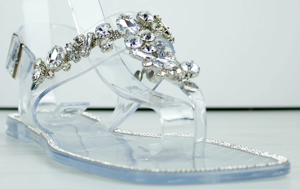 Forever Proceed-10 Womens Sling Back Gem Embellished Thong Sandals Women's 4 Forever Proceed-10 Womens Sling Back Gem Embellished Thong Sandals Women's