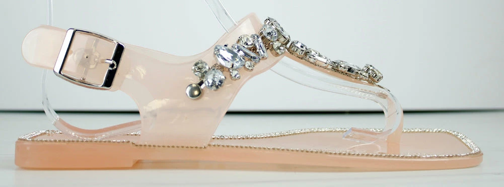 Forever Proceed-10 Womens Sling Back Gem Embellished Thong Sandals Women's 8 Forever Proceed-10 Womens Sling Back Gem Embellished Thong Sandals Women's