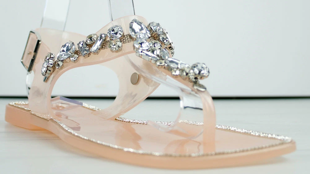 Forever Proceed-10 Womens Sling Back Gem Embellished Thong Sandals Women's 7 Forever Proceed-10 Womens Sling Back Gem Embellished Thong Sandals Women's