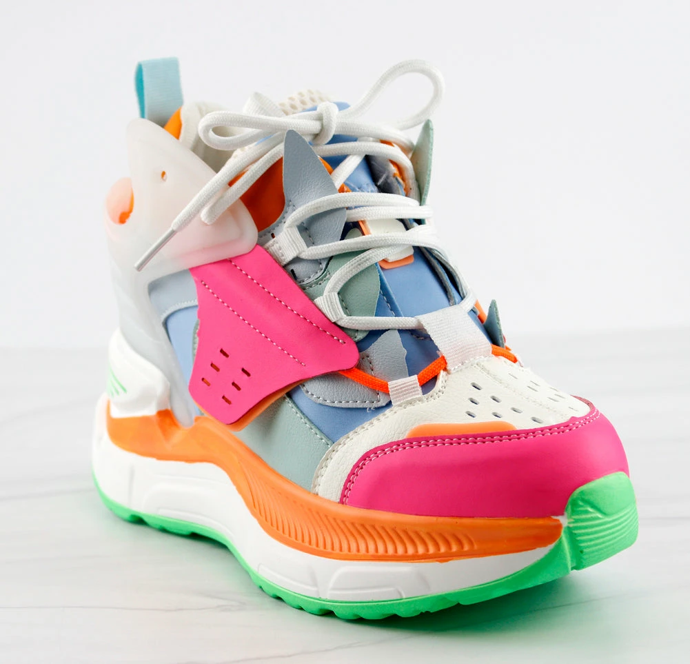 Anthony Wang Raisins 03 Multi Tone Lace Up Wedge Platform Fashion Sneakers Women's 1 Anthony Wang Raisins 03 Multi Tone Lace Up Wedge Platform Fashion Sneakers Women's