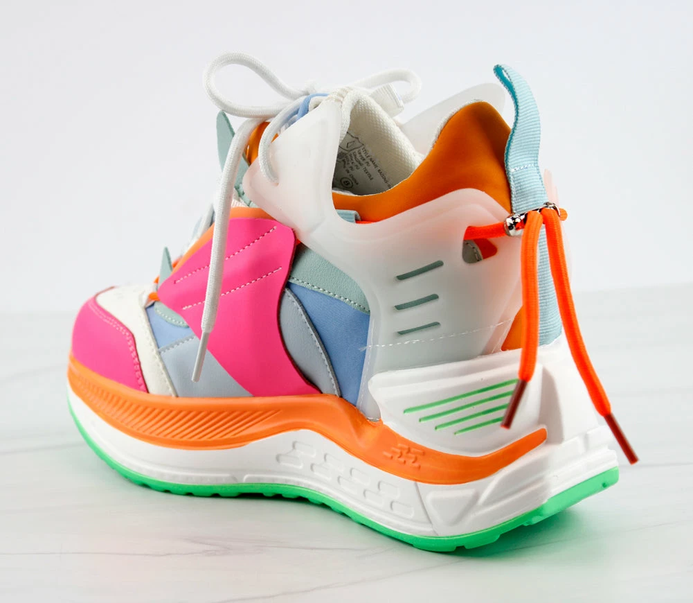 Anthony Wang Raisins 03 Multi Tone Lace Up Wedge Platform Fashion Sneakers Women's 7 Anthony Wang Raisins 03 Multi Tone Lace Up Wedge Platform Fashion Sneakers Women's