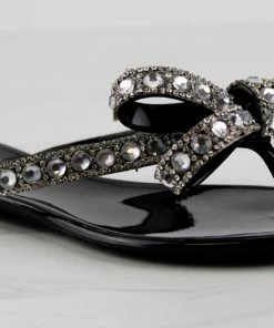 Lucky Top Reba 22K Little Girls Jelly Rhinestone Embellished Bow Thong Strap Sandals Girl's