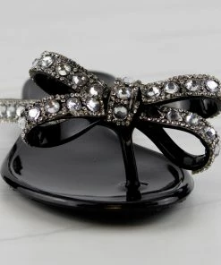 Lucky Top Reba 22K Little Girls Jelly Rhinestone Embellished Bow Thong Strap Sandals Girl's