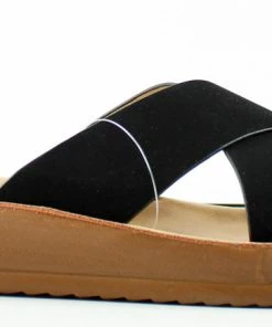 Forever Regular 70 Womens Cross Strap Comfort Slip On Slides