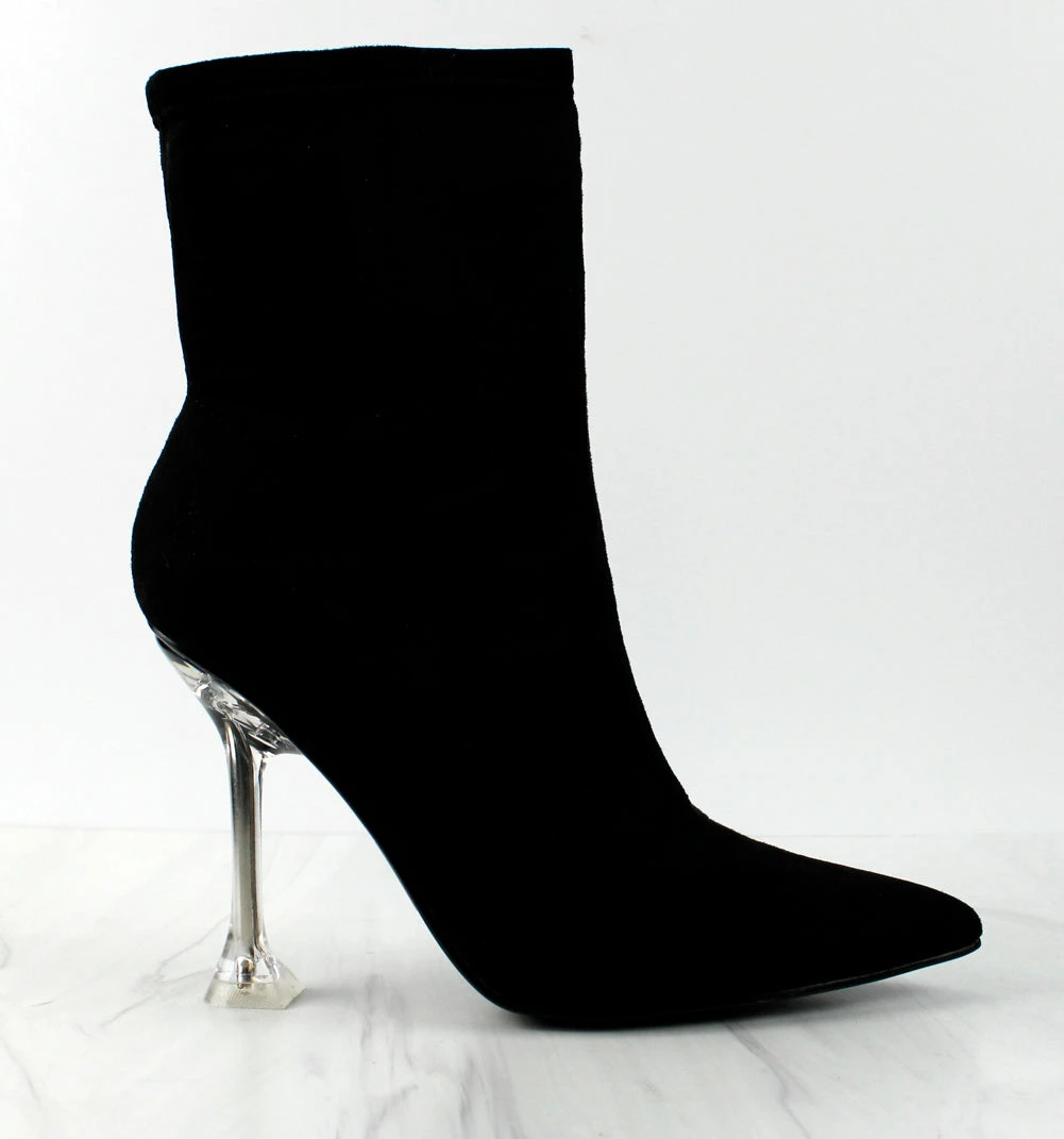 Cape Robin Women's Renee Womens Pointed Toe Translucent Stiletto Heel Boots 2 Cape Robin Women's Renee Womens Pointed Toe Translucent Stiletto Heel Boots