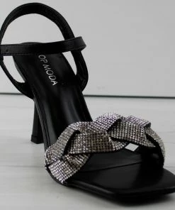 Top Moda Roadie 8 Women's Braided Mid Heel Rhinestone Stiletto Sandals