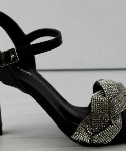 Top Moda Roadie 8 Women's Braided Mid Heel Rhinestone Stiletto Sandals