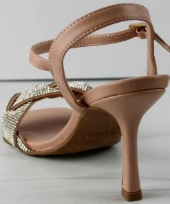 Top Moda Roadie 8 Women's Braided Mid Heel Rhinestone Stiletto Sandals