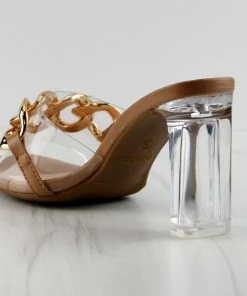 Top Moda Selma 8 Women's Chain Link Embellished Clear Heeled Sandals 14 Top Moda Selma 8 Women's Chain Link Embellished Clear Heeled Sandals