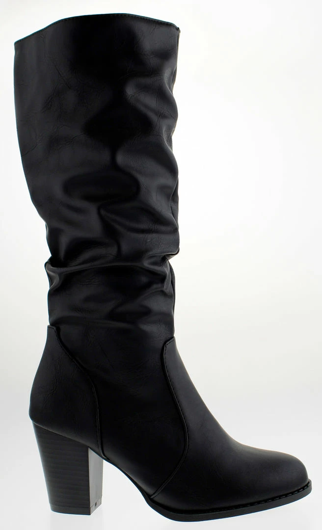 Forever Safety 53 Mid Calf Slouched Chunky Heeled Boot 2 Forever Safety 53 Mid Calf Slouched Chunky Heeled Boot