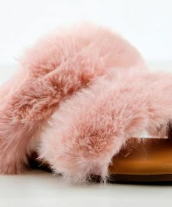 Top Moda Women's Salinas 22 Womens Faux Fur Band Slip On Sandals