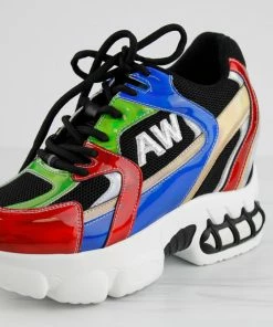 Anthony Wang Sapota 02 Womens Multi Tone Platform Lace Up Fashion Sneakers Women's