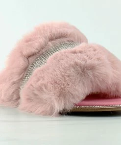 Lucita Sarah 008 Womens Flat Slip On Faux Fur Sandals