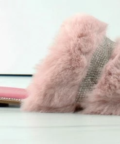 Lucita Sarah 008 Womens Flat Slip On Faux Fur Sandals