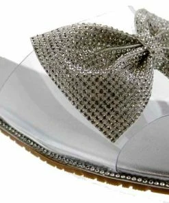 DD Lucita Sarah 05 Women's Embellished Rhinestone Bow Flat Sandals