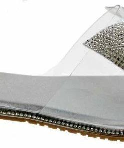 DD Lucita Sarah 05 Women's Embellished Rhinestone Bow Flat Sandals