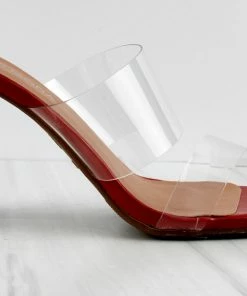 Top Guy Women's SELMA 1 Womens Clear Strap Clear Block Heel Sandals