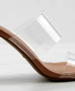 Top Guy Women's SELMA 1 Womens Clear Strap Clear Block Heel Sandals