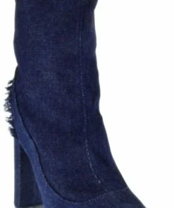 Forever Sherry 16 Women's Frayed Peep Toe Chunky Heeled Booties