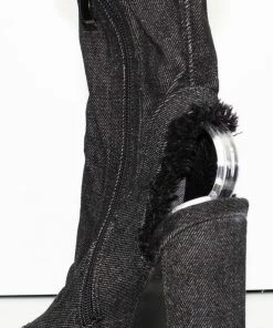 Forever Sherry 16 Women's Frayed Peep Toe Chunky Heeled Booties