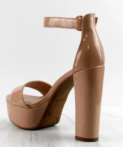 Bamboo Women's Shocking-31 Womens Single Band Block Heel Sandals