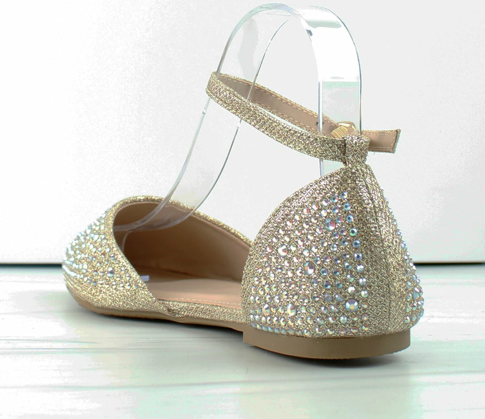 Forever Showy 82 Womens Pointed Toe Rhinestone Ballerina Flats Women's 6 Forever Showy 82 Womens Pointed Toe Rhinestone Ballerina Flats Women's