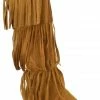 QQ Girls Girl's Snowball 53 Girls Knee High 3 Tier Fringe Wedged Moccasin Boots