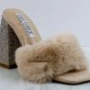 Cape Robin Women's Softy Womens Open Heel Rhinestone Fur Sandals