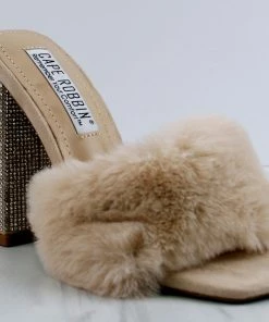 Cape Robin Women's Softy Womens Open Heel Rhinestone Fur Sandals