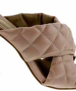 Lemonade Sponge Womens Quilted Square Toe Chunky Heel Sandals