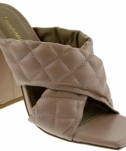 Lemonade Sponge Womens Quilted Square Toe Chunky Heel Sandals